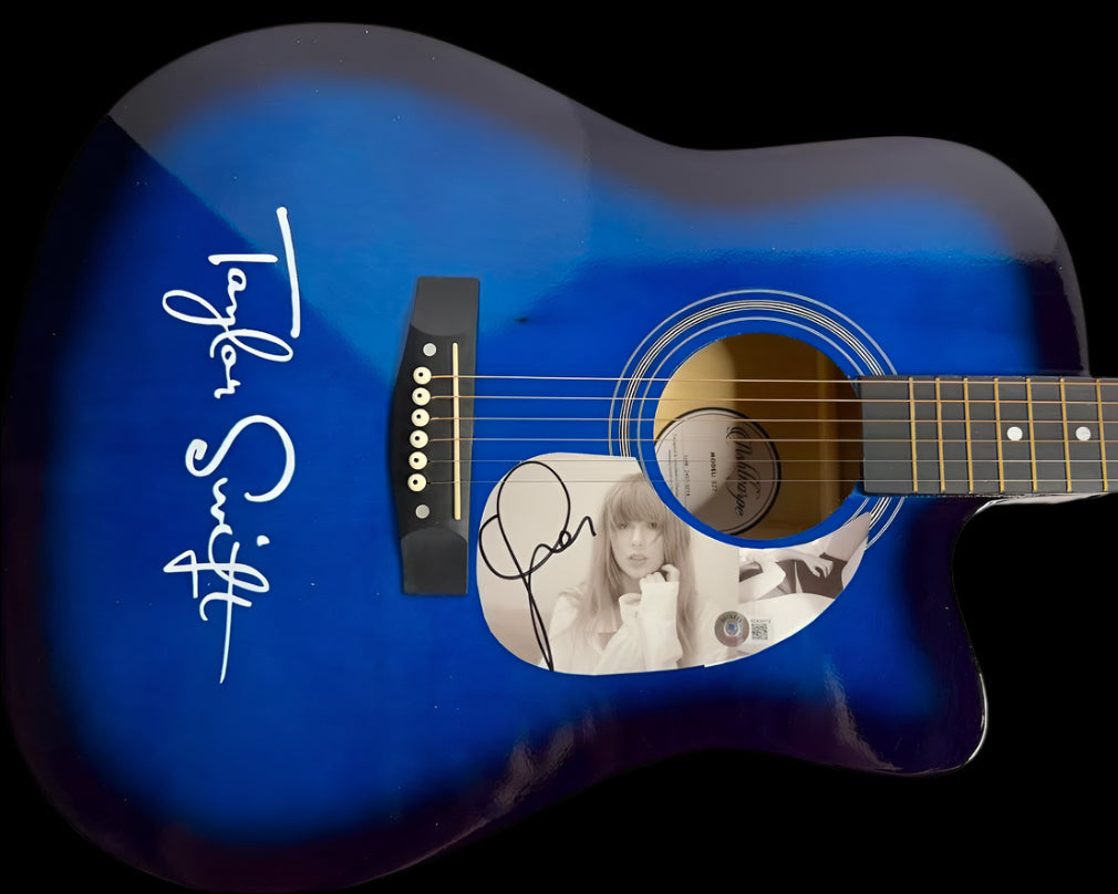 Taylor Swift Signed Blue/Black Guitar - Beckett COA
